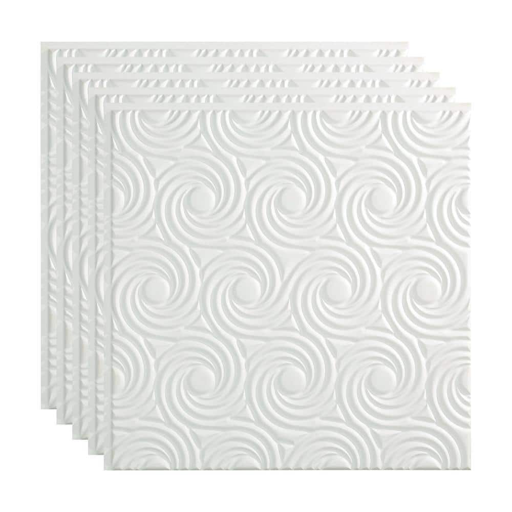 Matte White 24'' Textured Vinyl Glue-Up Ceiling Tile