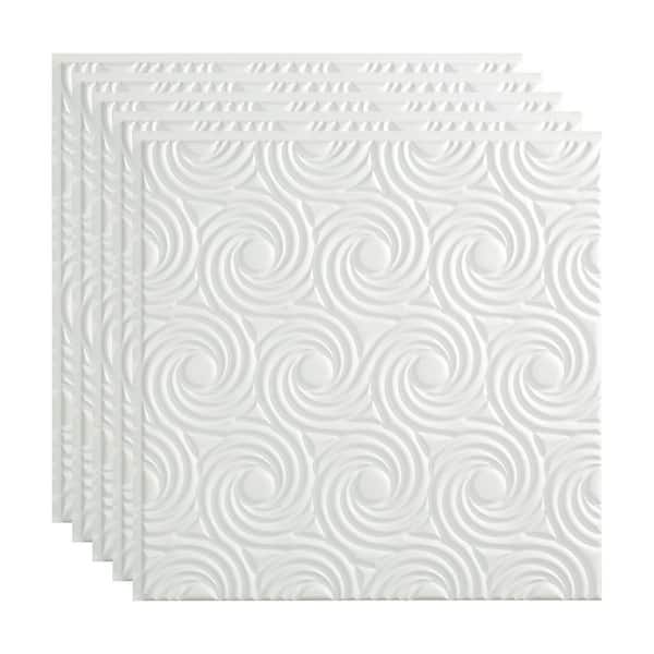 Fasade Cyclone 2 ft. x 2 ft. Glue Up Vinyl Ceiling Tile in Matte White (20 sq. ft.)