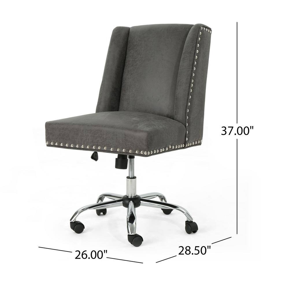 Slate Gray Mound Microfiber Swivel Desk Chair with Studded Base