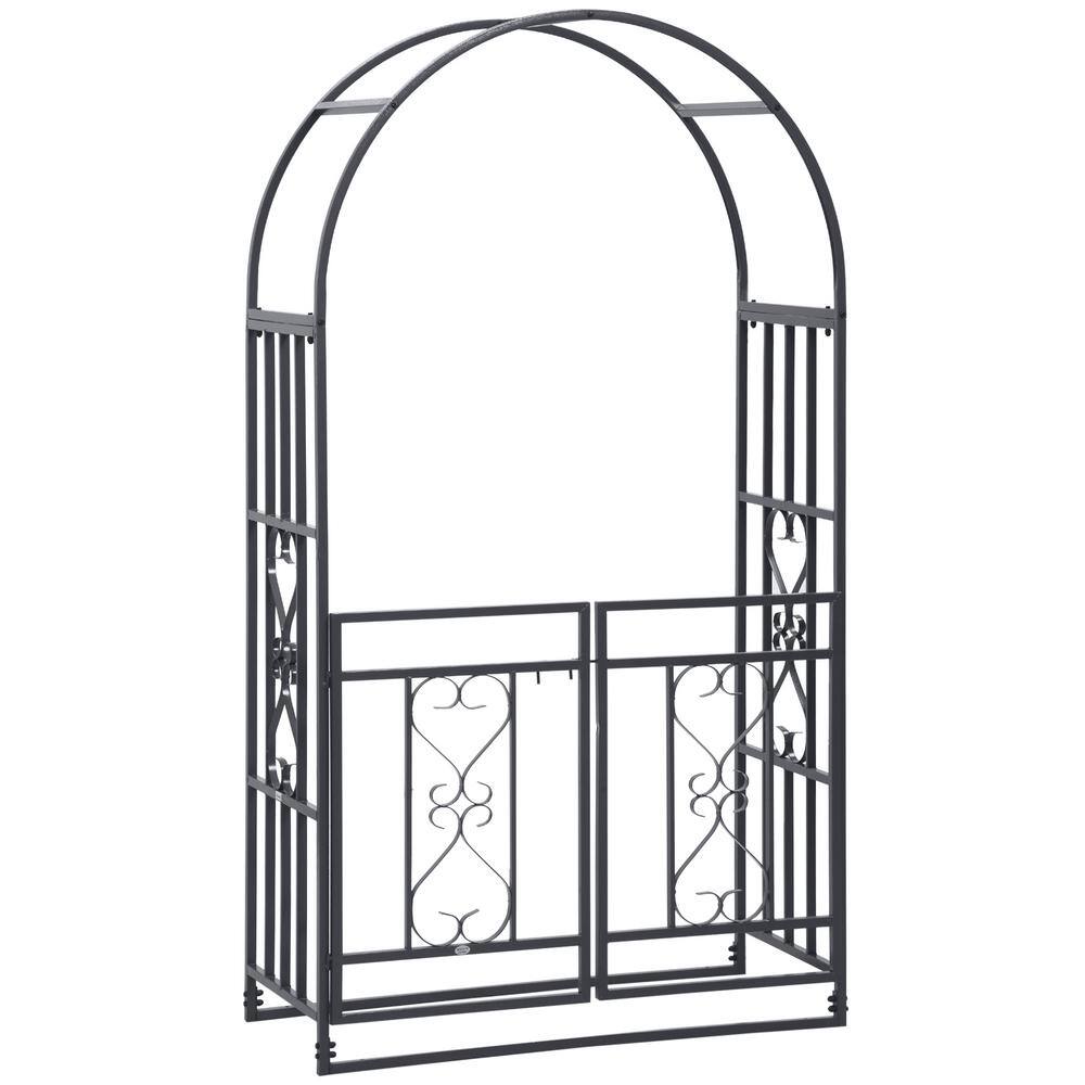 ToolCat 81 in. x 45 in.Metal Garden Arbor Trellis with Double Doors ...