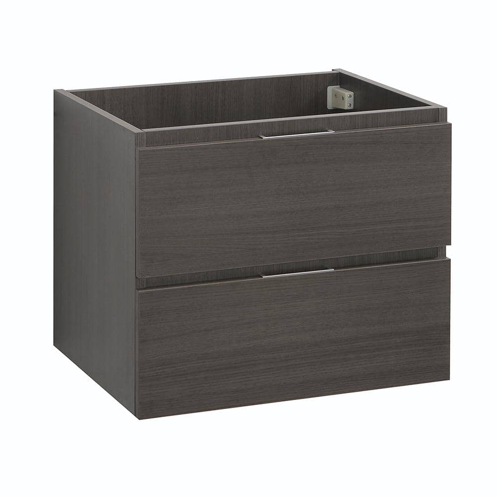 Gray Oak 24" Wall Mount Single Sink Vanity Base with Soft-Closing Drawers