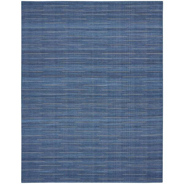 Nourison Interweave Navy 9 ft. x 12 ft. Solid Ombre Geometric Modern Area Rug