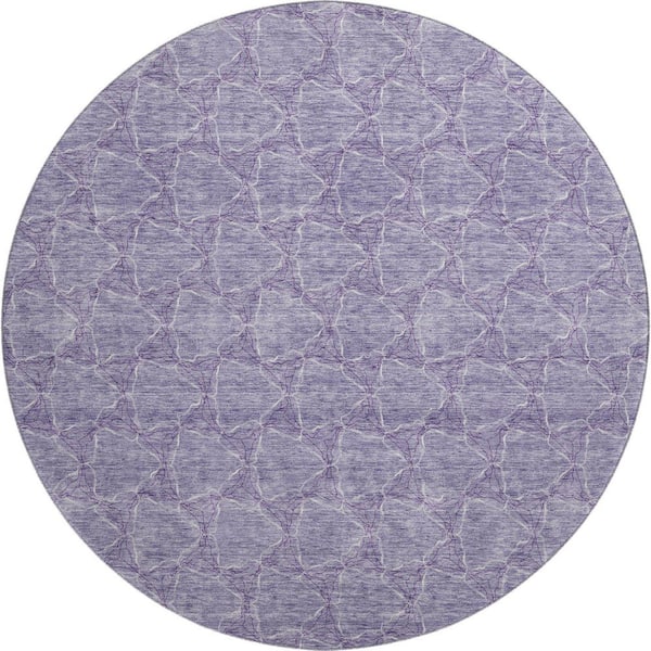 Addison Rugs Mayfield Premium Machine Washable Abstract AMF960 Lavender 8 ft. x 8 ft. Round Rug