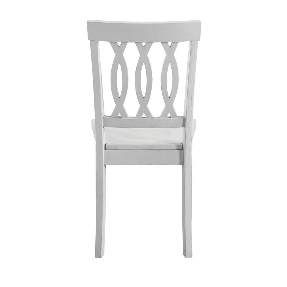 Naples White Wood High Back Side Chair Set