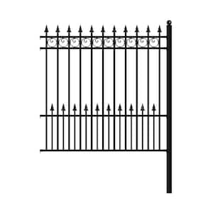 Prague Style 5 ft. x 5.5 ft. Black Iron DIY Fence Panel