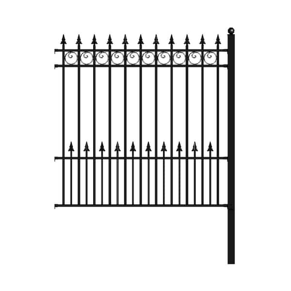 ALEKO Prague Style 5 ft. x 5.5 ft. Black Iron DIY Fence Panel