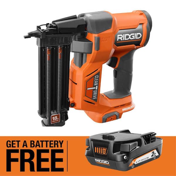 18V Brushless Cordless 18-Gauge 2-1/8 in. Brad Nailer with FREE 2.0 Ah Lithium-Ion Battery