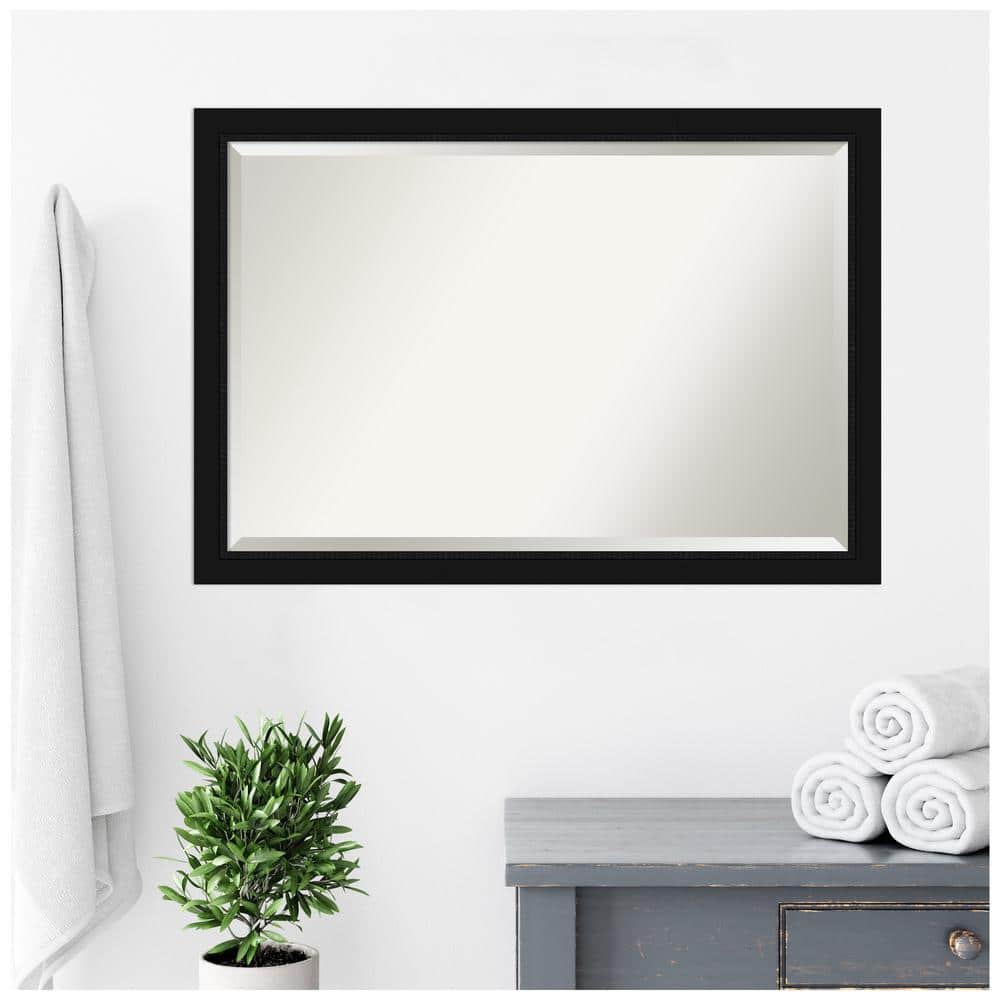 Avon Black 27" x 39" Beveled Bathroom Wall Mirror