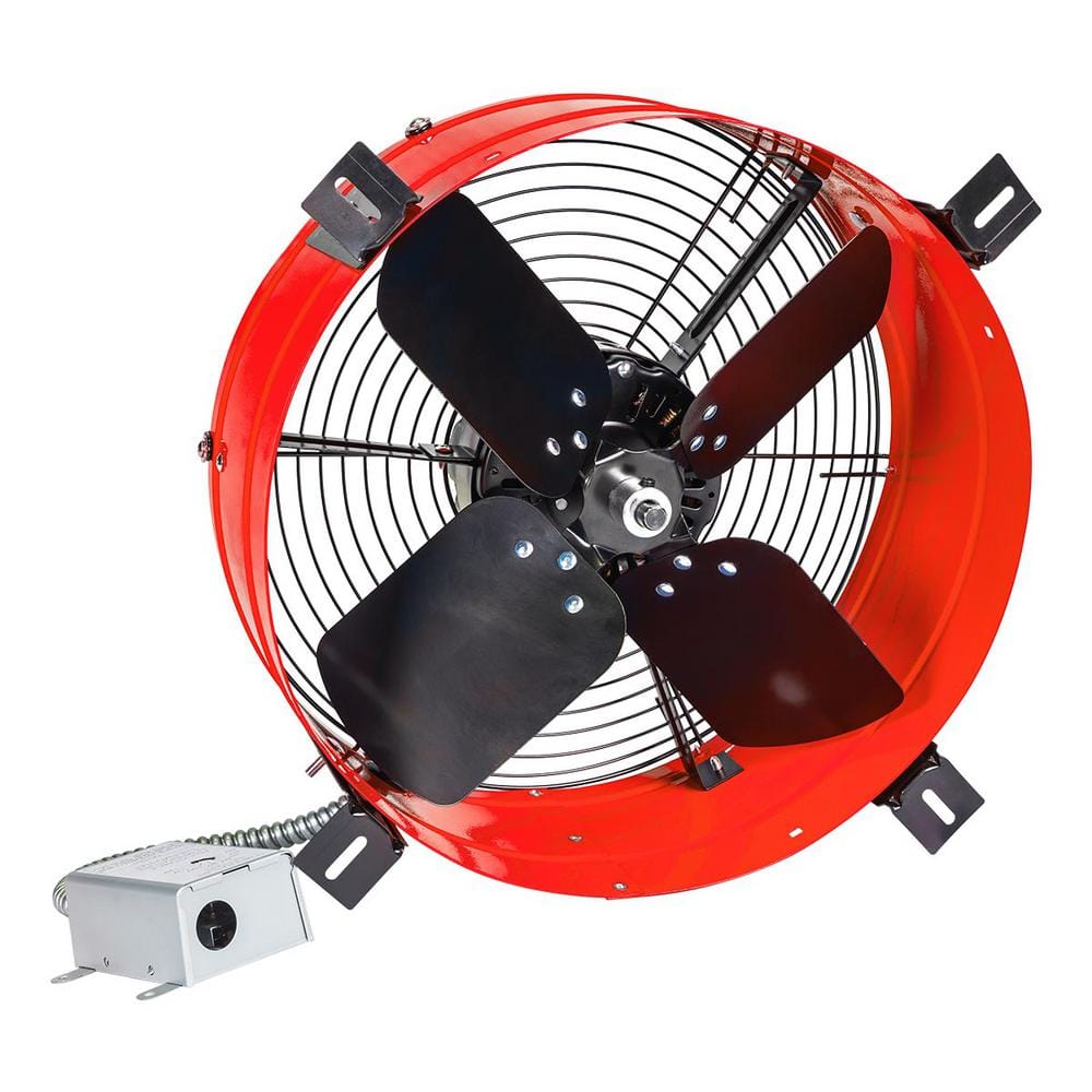 Red and Black Galvanized Steel Roof Mount Attic Fan