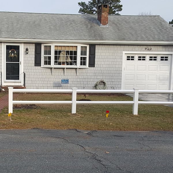 Weatherables 36 in. H x 80 ft. L 2-Rail White Vinyl Diamond Rail Fence Project Pack