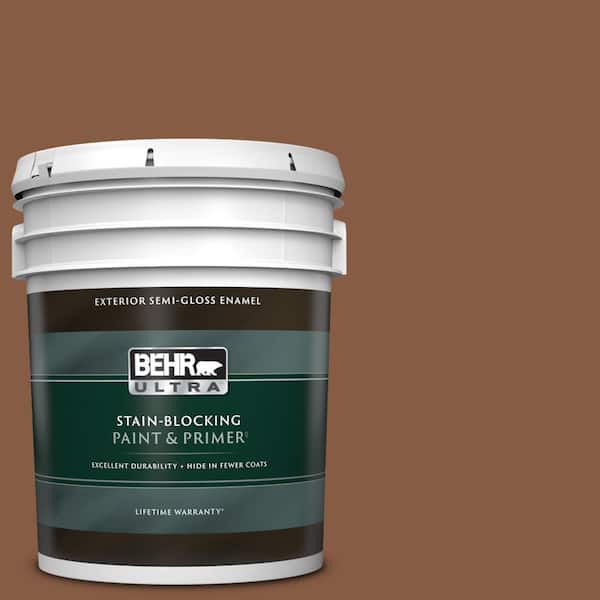 BEHR ULTRA 5 gal. #ICC-80 Cinnamon Spice Semi-Gloss Enamel Exterior Paint & Primer