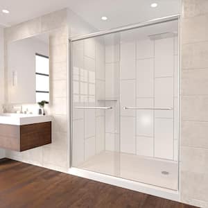 Winter White-Rainier 60 in. x 32 in. x 83 in. Base/Wall/Door Rectangular Alcove Shower Stall/Kit Chrome Right