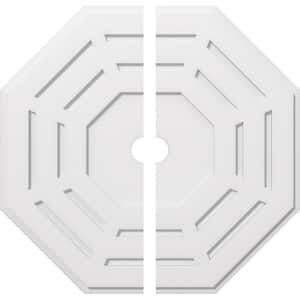 1 in. P X 13-1/2 in. C X 34 in. OD X 3 in. ID Westin Architectural Grade PVC Contemporary Ceiling Medallion, Two Piece