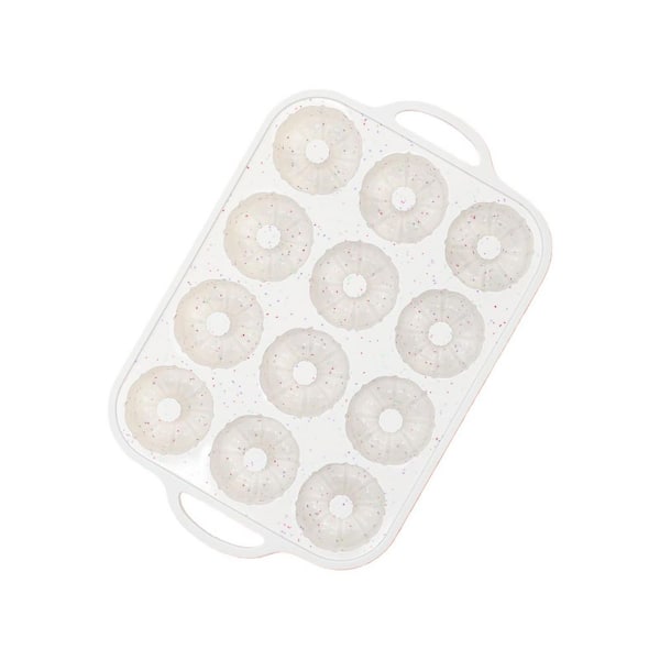 2Pieces Cream Silicone Mini Fluted Tube Pan w/ Metal Reinforced Frame Non-Stick Small Cake Baking Pan for Para Chocoflan