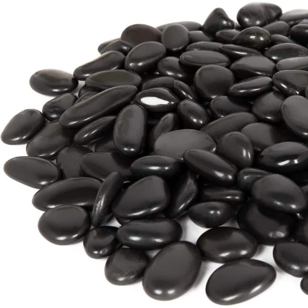 OGETFUUR 15 lb. Black Outdoor River Rocks for Landscaping, Polished ...
