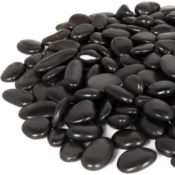 15 lb. Black Outdoor River Rocks for Landscaping, Polished Black Pebbles for Planters Large Decorative Stones