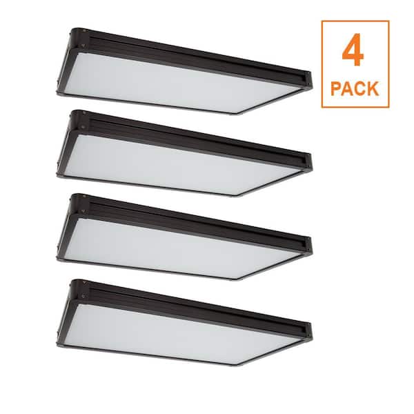 4-Pack 32 in. x 18 in. Matte Black LED Flush Mount Ceiling Light 4000LM 58W Adjustable CCT Dimmable Kitchen Garage