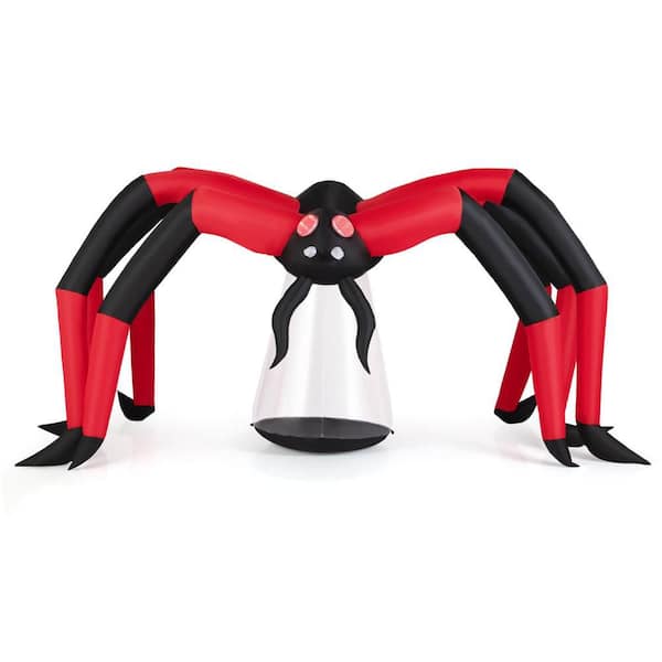 5 FT Halloween Inflatable Spider with Red Tunnel Light Eyes Ground Stakes for Lawn
