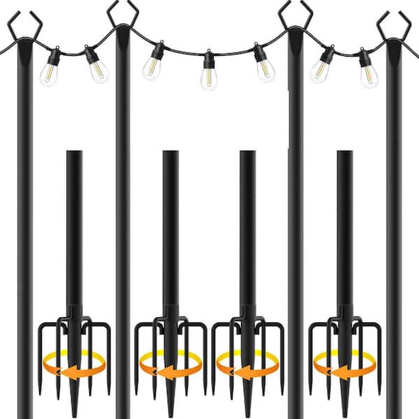 10 ft. Metal Outdoor String Light Poles (4-Pack)