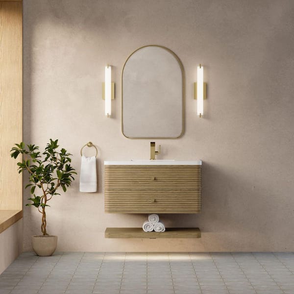 Allamari 36.0 in. Single Bath Vanity in Dune Mist with White Zeus Quartz Top