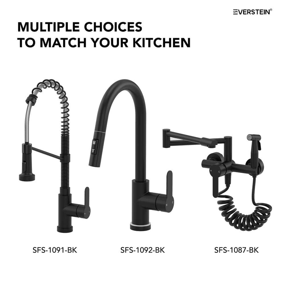 Matte Black Single Handle Pull Down Kitchen Faucet with LED Base
