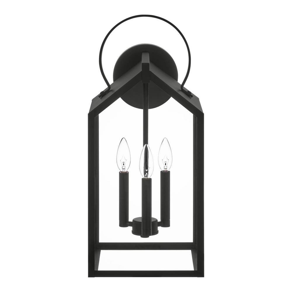 Charlotte 21.62 in. H Matte Black Finish Hardwired Outdoor Wall Light with Clear Glass price history on PriceWatchPro