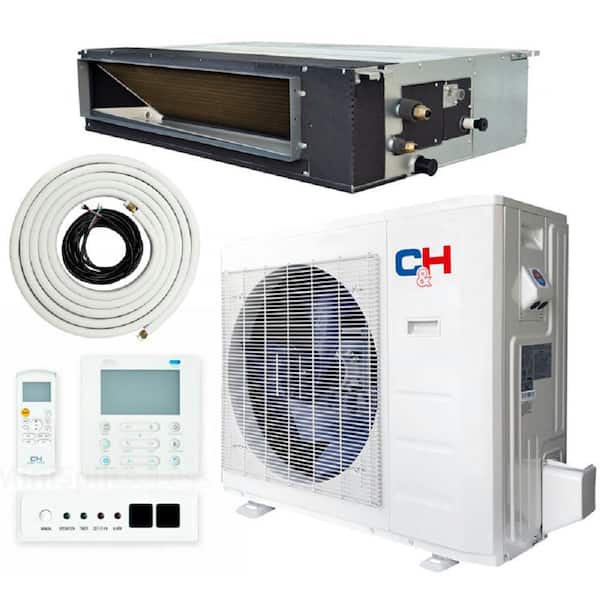 COOPER & HUNTER 12000 BTU 1-Ton Ductless Mini Split 21.5 SEER Duct Air Conditioner with Heat Pump and Install Kit 230V