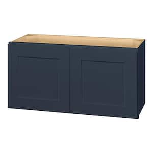 Avondale 30 in. W x 12 in. D x 15 in. H Ready to Assemble Plywood Shaker Wall Bridge Kitchen Cabinet in Ink Blue