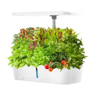 Hydroponics Growing System Indoor Garden 12 Pods Indoor Gardening System with LED Grow Light Height Adjustable White