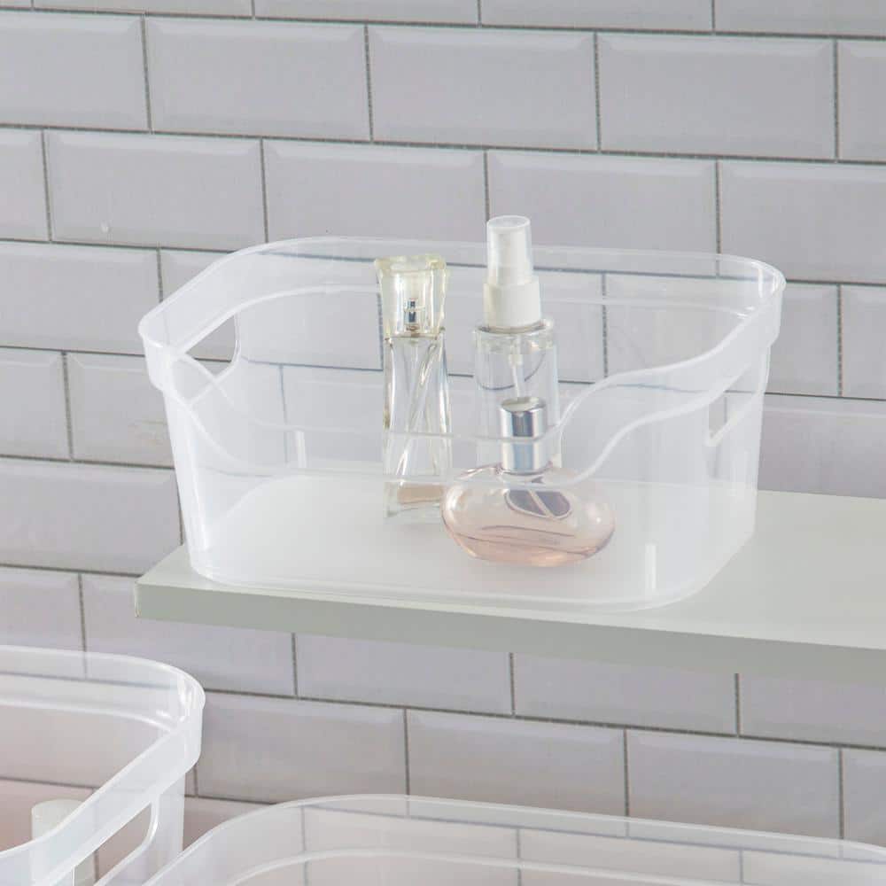 Clear Plastic Stackable Rectangle Storage Bins with Carry Handles, 16 Pack