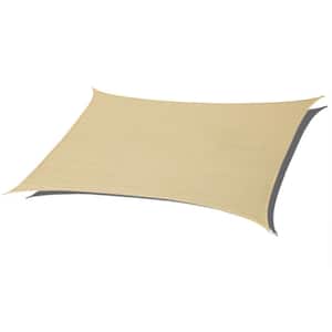 7 ft. x 13 ft. Sand Rectangle Sun Shade Sail 185 GSM UV Block for Patio Deck Yard and Outdoor Activities