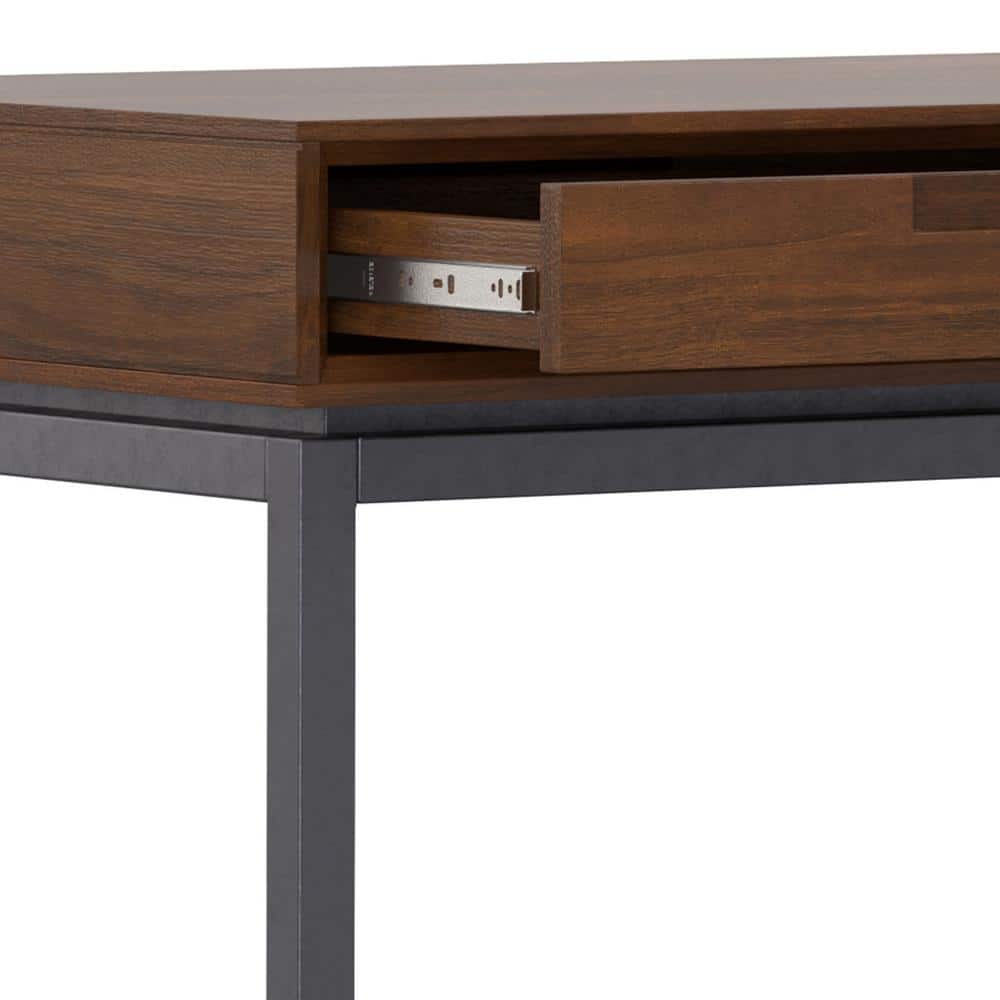 Walnut Veneer Executive Desk with Drawer and Keyboard Tray