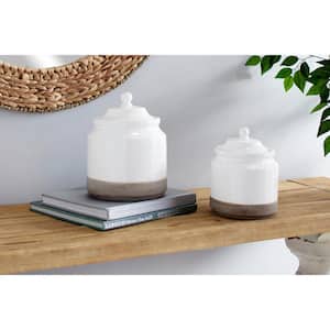 White Ceramic Decorative Jars (Set of 2)