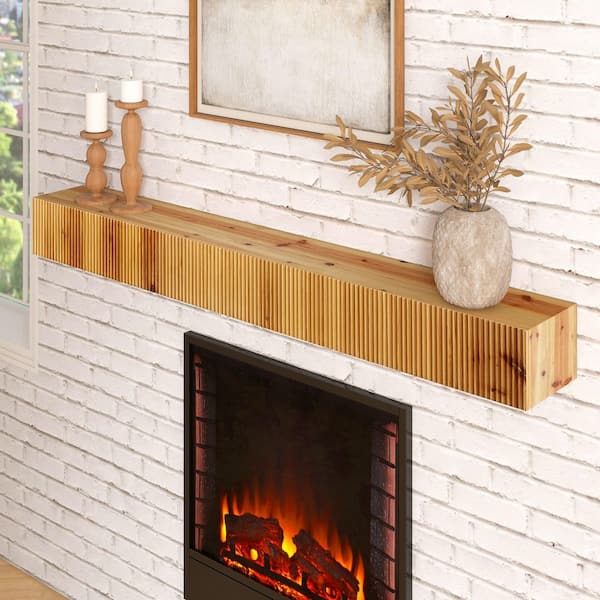 Natural Rectangular Wood 59.84 in. Decorative Wall Shelf (1-Pack)