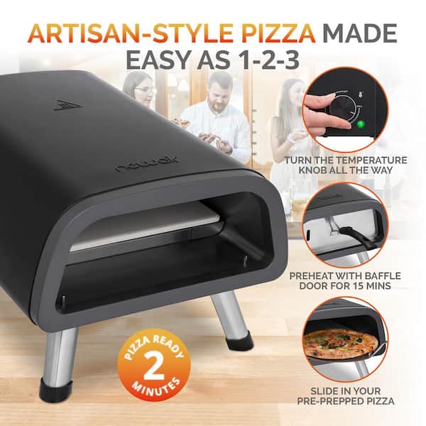NewAir 12 in. Portable Electric Indoor Outdoor Pizza Oven in Black