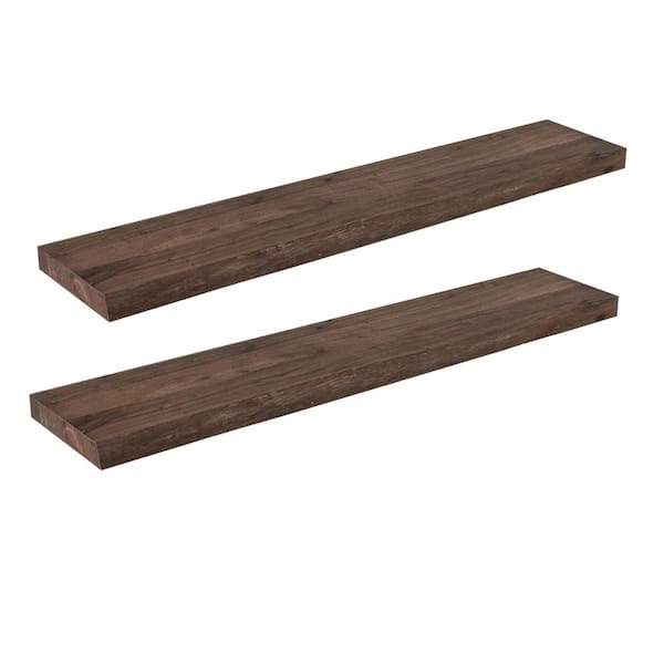 Unbranded 24 in. W x 8 in. D Walnut Decorative Wall Shelf