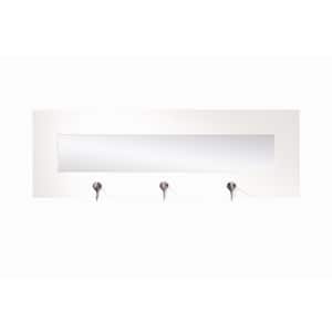 32.5 in. W x 10.5 in. H Last Look Matte White Framed Wall Mirror with Hooks