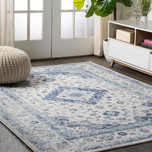 Indhira Blue/Gray 3 ft. x 5 ft. Ornate Medallion Persian Area Rug