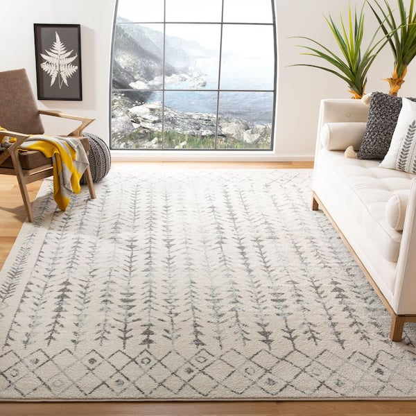 Tulum 12 ft. x 15 ft. Ivory/Gray Geometric Area Rug