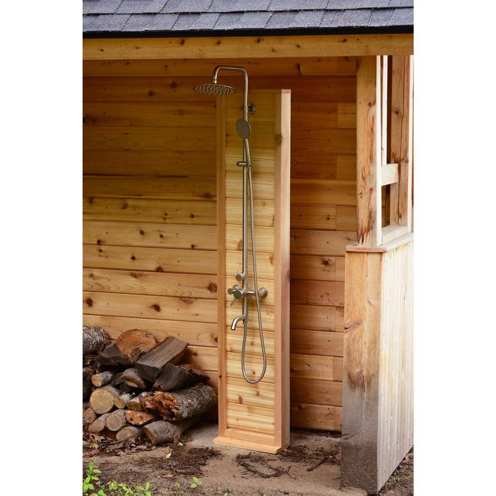 Cedar and Stainless Steel Tower Outdoor Shower