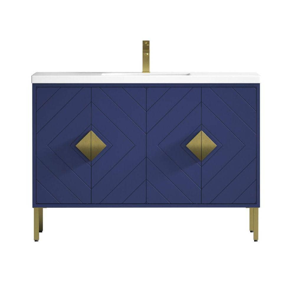 Eileen 48 in. 47.25 in. W x 18 in. D x 34.25 in. H Bathroom Vanity in Navy 