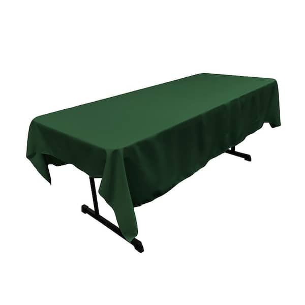 60 in. x 84 in. Green Hunter Polyester Poplin Rectangular Tablecloth
