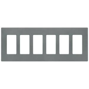 Claro 6 Gang Wall Plate for Decorator/Rocker Switches, Satin, Slate (1-Pack)