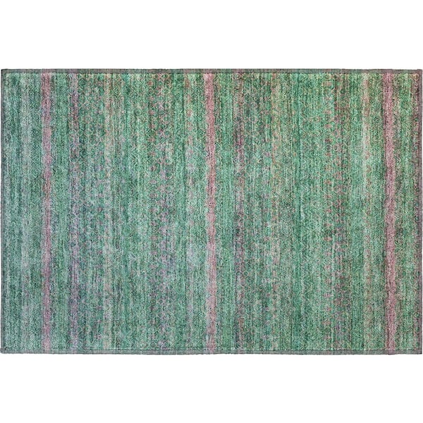 Mayfield Premium Machine Washable Abstract AMF2106 Green 2 ft. x 3 ft. Accent Rug