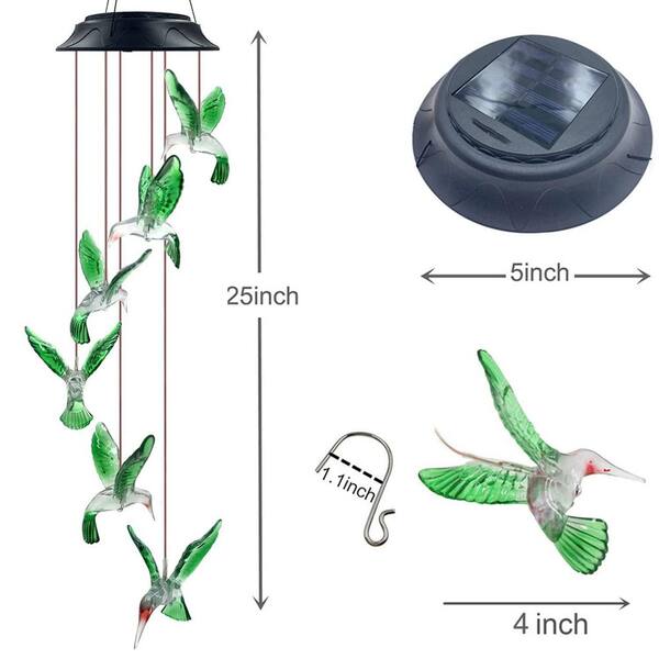 Luminous Hummingbird Solar Chimes for Patio, Garden, Backyard