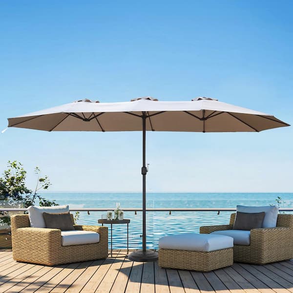 14.8 ft. Market Double Sided Patio Umbrella in Khaki