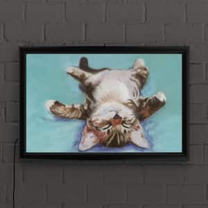 "Little Napper" by Pat Saunders-White Framed with LED Light Animal Wall Art 16 in. x 24 in.