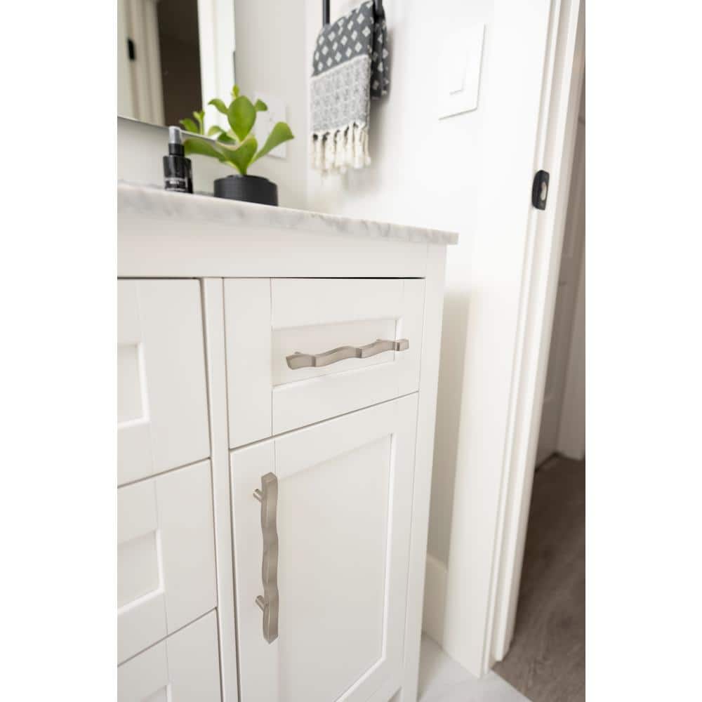Satin Nickel Wave Designer Cabinet Handle, 5-inch