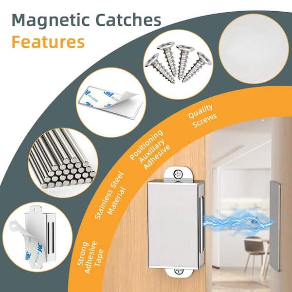 Numhew 12-Pack Silver Adhesive Cabinet Door Magnet, Magnetic Door