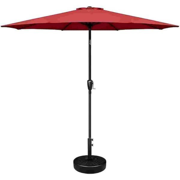 9 ft. Metal Market Tilt Patio Umbrella in Red